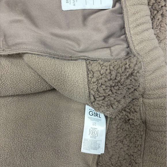 Athleta Girl Cloud Fleece Full Zip Hoodie - Beige Pyrite Size Large/12. - Picture 2 of 4